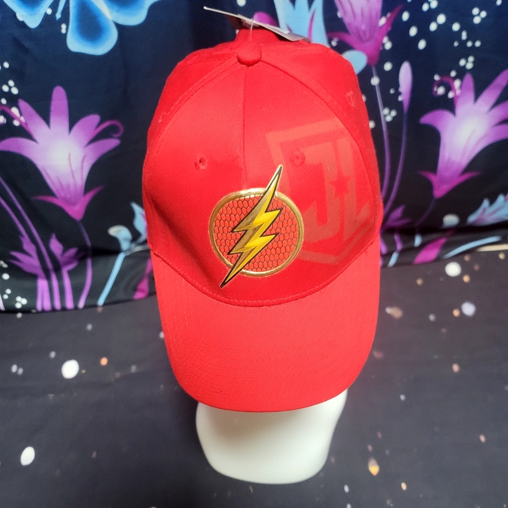 The FLASH Justice League DC Comics BALLCAP Hat one size elastic head band Red...